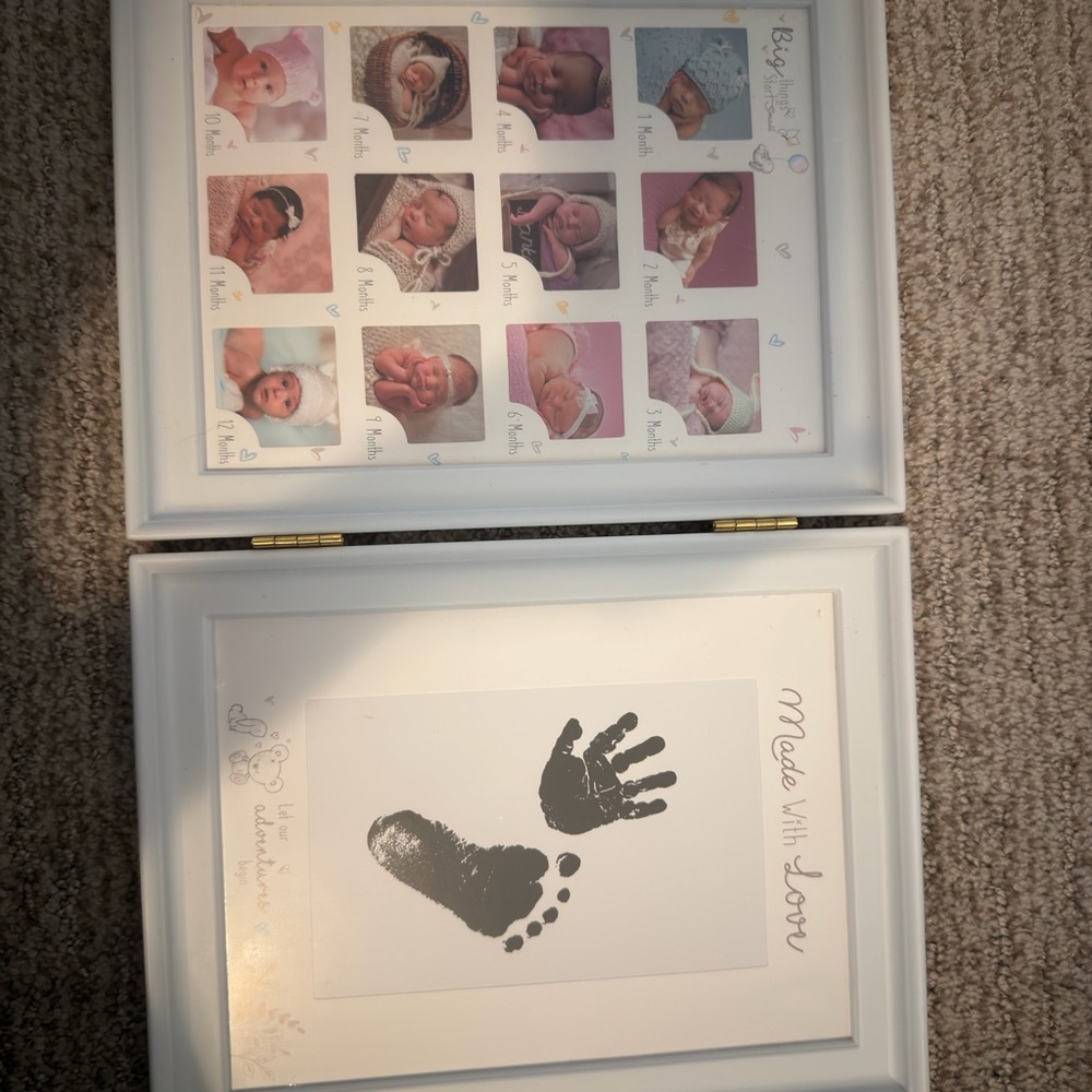 Baby Keepsake Frame | Monthly Photos + Hand & Footprint | New